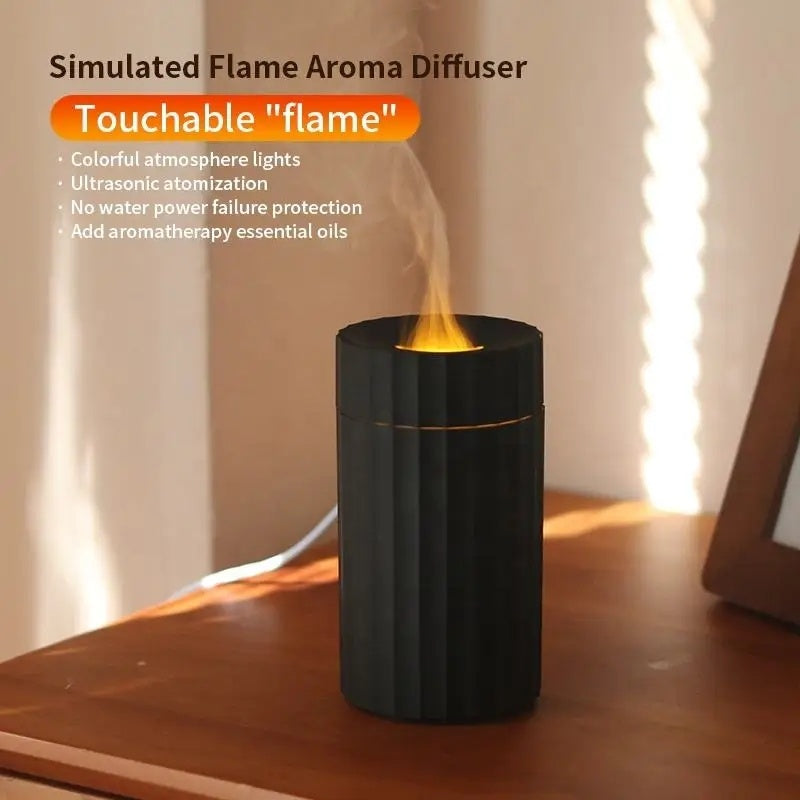 Air Humidifier With Flame Effect Essential Oil Diffuser Quiet Aroma Diffuser Home Fragrances Car Refresh